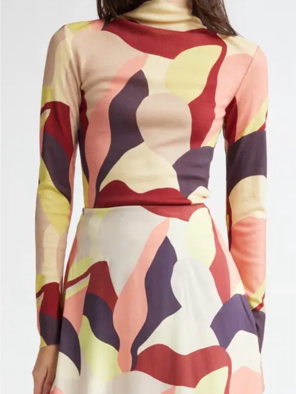 Merimekko Veduta Kamelia Colorful Wool turtleneck shirt Size M EUC